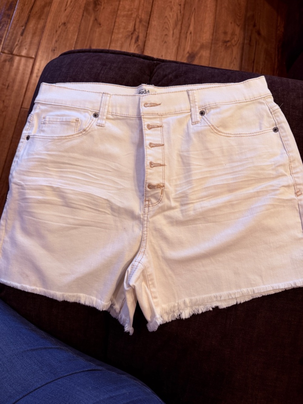 Mudd White High-Rise Button-Front Denim Shorts